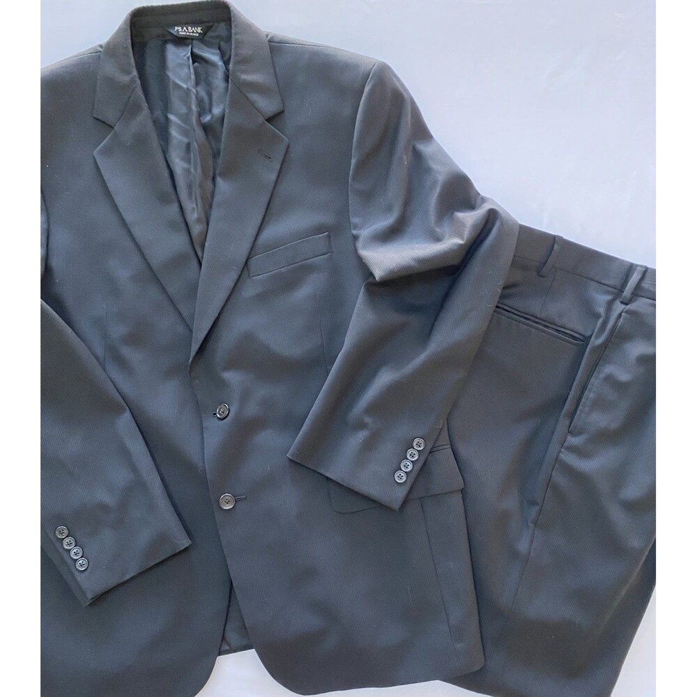 Jos. A. Bank Signature Collection | 100% Wool Suit | Black Pinstripe 44R 35x30